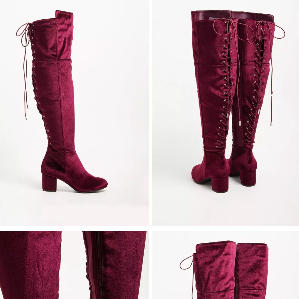 Elegant Burgundy Over-the-Knee Boots
